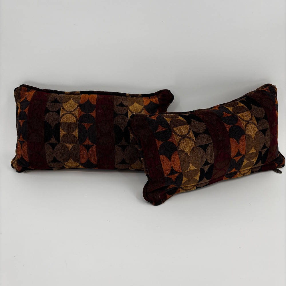 Blazing Needles Throw Pillows Set of 2 17x10 Multicolor MCM Geometric Lumbar
